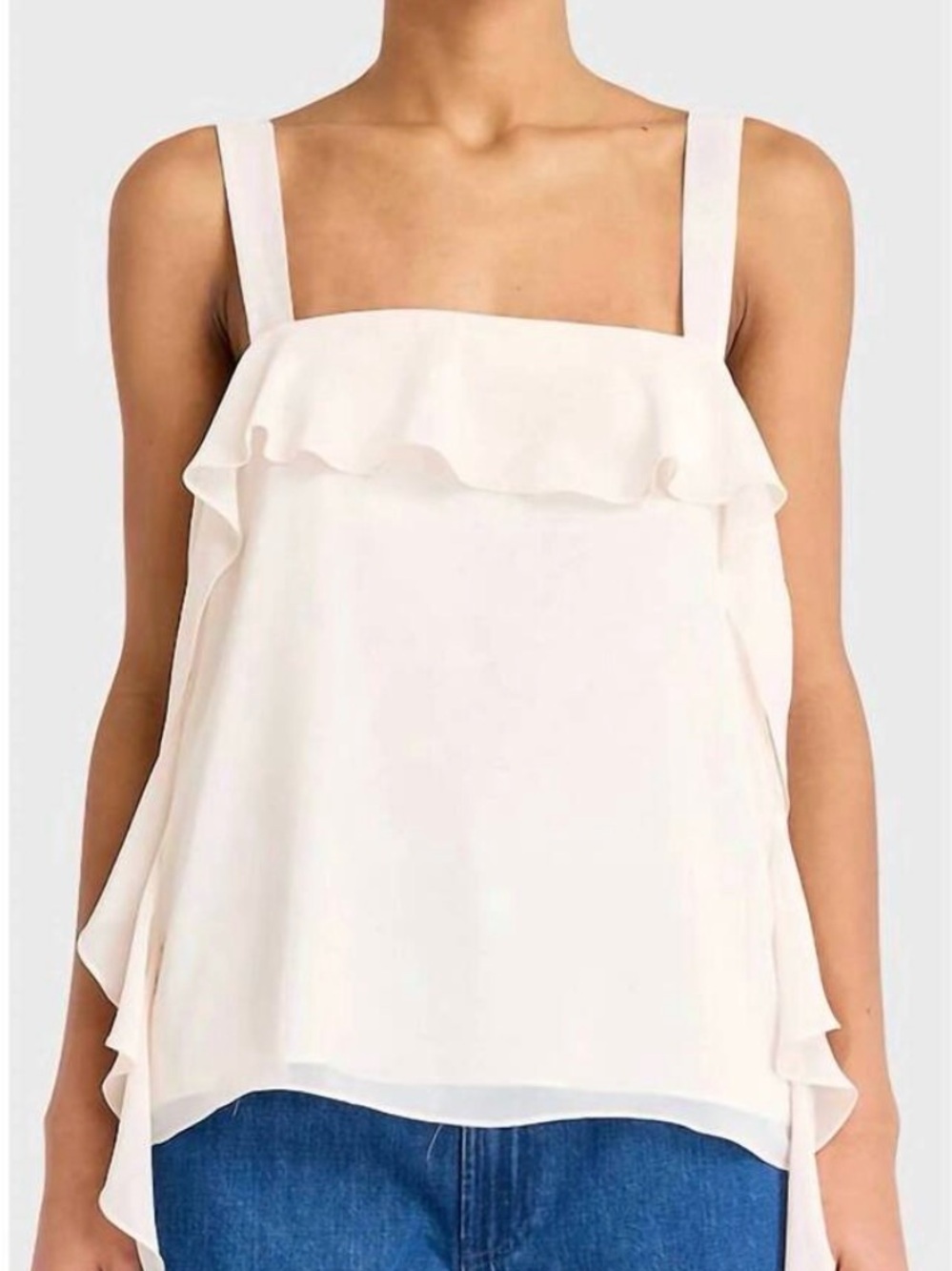 Amanda Uprichard Cream Ruffle Square-Neck Camisole